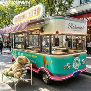 Camion de vente ambulante électrique rétro coloré avec auvent pour parcs, camping et commerces de rue - Product Image 1