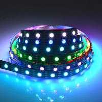 CE RoHS FCC PSE certifié 60LED/m HD107S /APA102 numérique RVB LED bande flexible couleur noire PCB adressable bande lumineuse