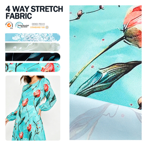 Hot Sale High Elastic Breathable Print Woven 4 Way Stretch Fabric for Sport Dress Draping - Product Image 1