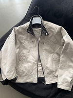 Blouson Bomber Homme Réversible Col V Bicolore Zippé en Coton à Carreaux Hiver ODM Logo Frontal Décontracté Streetwear