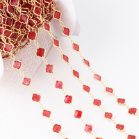 Chaîne à maillons trèfle en or rempli 14 carats avec émail rouge 3+1 élégante pour la fabrication de colliers et de bracelets permanents en DIY, accessoires de bijouterie