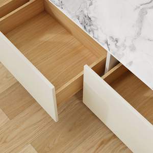 AJUNION Meuble <span class=keywords><strong>TV</strong></span> moderne Meuble <span class=keywords><strong>TV</strong></span> en bois Table console Meuble de salon Meuble <span class=keywords><strong>TV</strong></span> de table en pierre frittée beige - Product Image 4