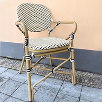 Meubles de patio en osier chaise de bistro français PE rotin bambou Restaurant café hôtel pelouse aluminium salle à manger chaises de jardin extérieur