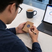 Carnet à spirales en kraft avec logo personnalisé, stylo et notes adhésives – Cadeau événementiel, fournitures de bureau et scolaires, blocs-notes de poche imprimés avec logo personnalisé
