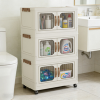 Armoire de rangement pliable moderne en PP de 55 cm avec portes magnétiques doubles, articles ménagers pour la maison et le jardin, contenants de rangement