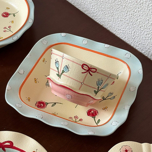 Vaisselle Lelyi, bols et assiettes à motifs floraux. Joli ensemble de vaisselle en céramique - Product Image 4
