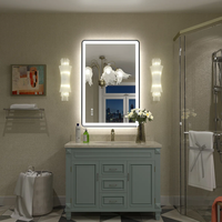 Miroir LED rectangulaire encadré mural anti-buée au design moderne