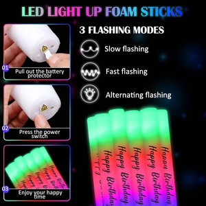 Led <b>Light</b> up Foam <b>Sticks</b> Glow in Dark <b>Sticks</b> with 3 Colors Flashing Baton Wands Party Supplies for Wedding Raves Concert - Product Image 3