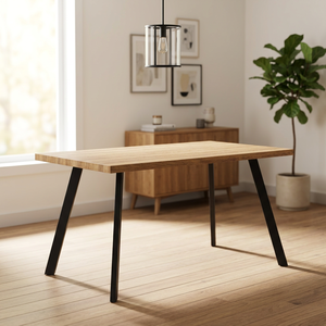 Mesa de Comedor Rectangular Moderna de Madera con Patas de Metal, Diseño de Mediados de Siglo para el Hogar, Muebles para el Comedor - Product Image 1