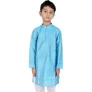 Boys Sky Blue Rayon Kurta Set Full Sleeve| Traditional Ethnic Indian Pakistani Style <b>Wedding</b> Festival Wear Casual Outfit <b>for</b> Kid - Product Image 2