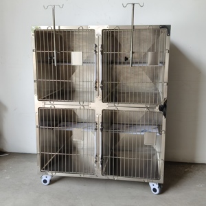 Cage pour chien et chat <span class=keywords><strong>Deluxe</strong></span> Classic Solide à 4 niveaux en acier inoxydable 304, design respirant, loquet coulissant de sécurité, transformable en cage pour chien - Product Image 2