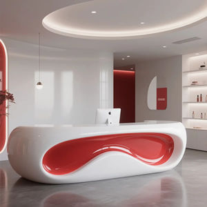 Mostrador de Recepción Extensible Curvo en Blanco y Negro Contemporáneo para Uso en Hoteles, Oficinas, Edificios y Centros Comerciales - Product Image 6