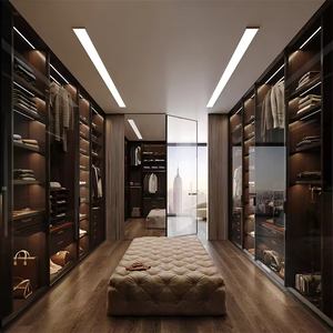 Armadi di Lusso Personalizzati dal Produttore, Guardaroba in Legno per Camera da Letto <span class=keywords><strong>con</strong></span> Porte in Vetro e Luci LED - Product Image 2