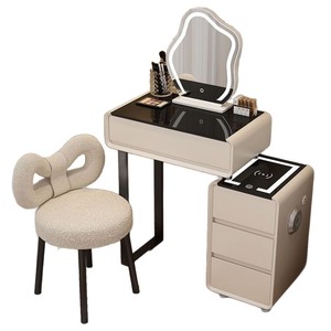 Modern Minimalist Dressing <b>Table</b> Solid Wood Cream Style With <b>Drawer</b> And Smart Features For Small Apartments - Product Image 5