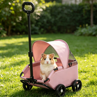 Poussette pliable multifonctionnelle à 4 roues pour animaux de compagnie, chariot de voyage léger pour petits animaux
