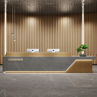 Réception en bois Q208 Business Crafted Texture Modern Esthétique Corporate Office Boutiques Salons Welcome Front Counter