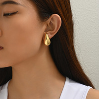 Boucles d'oreilles clous en acier inoxydable 316L, forme goutte d'eau épaisse, plaquées or 18 carats, hypoallergéniques, plusieurs tailles, pour femmes
