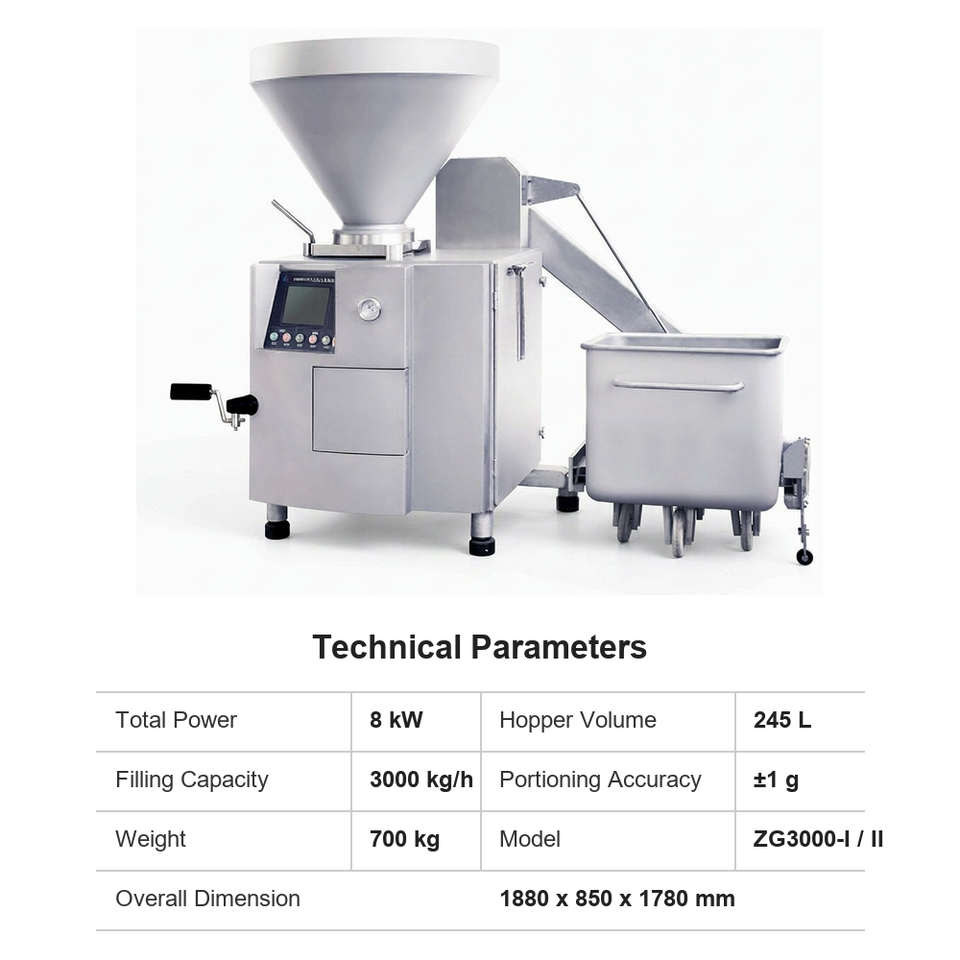 Dogs Vane Industrial Vacuum Filling Machine 245L Hopper Vane Pump Sausage Maker ...