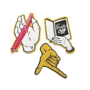 2023 nouveau Design de mode personnalisé découpé au Laser vêtement Badges doigt marque Logo Machine tissé patchs pour sweats à capuche - Product Image 1