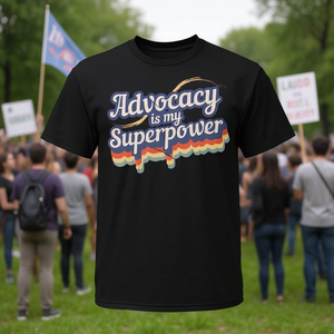 T-Shirt Unisex 'Advocacy Is My Superpower' con Stampa Serigrafica, Manica Corta e Collo Rotondo - Product Image 2