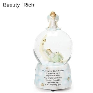 Doux Rêves Ange Gardien Bébé Prière Musical Musique Paillettes Globe Neige Joue - Product Image 1