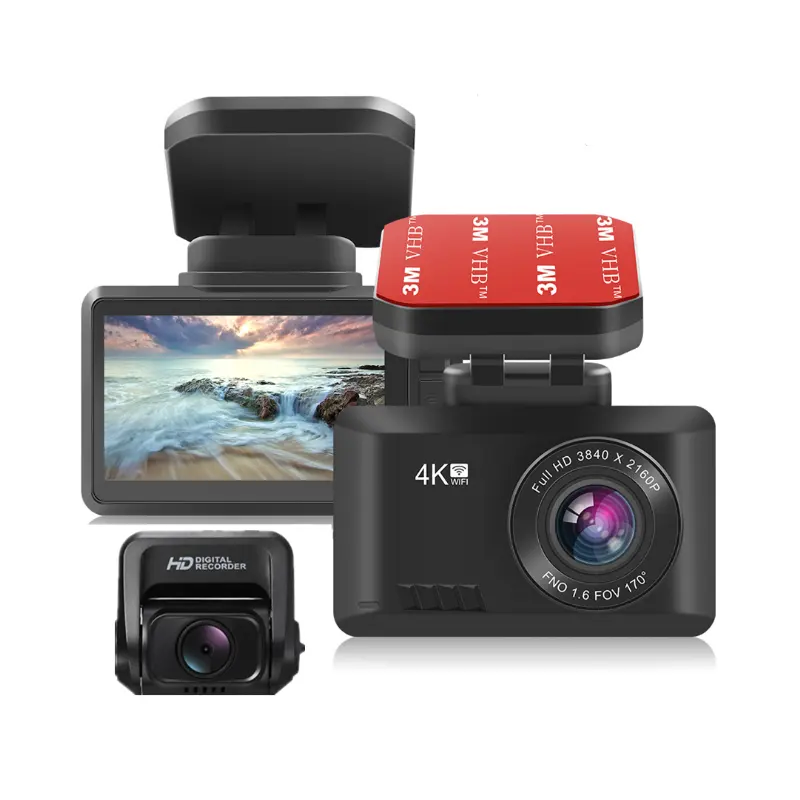 4K UHD جهاز تسجيل فيديو رقمي للسيارات 2.45 بوصة 3840*2160P داش كاميرا فتة الصورة المغناطيسي GPS تتبع WiFi كاميرا IMX323 الاستشعار للرؤية الليلية مراقبة