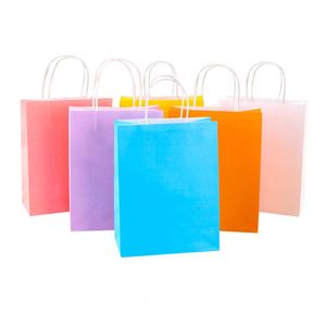 ถุงกระดาษคราฟท์สำหรับใส่อาหารแบบนำกลับบ้าน สำหรับเทศกาล สีสันสดใส สีชมพู สีน้ำตาล มีหูหิ้ว - Product Image 5