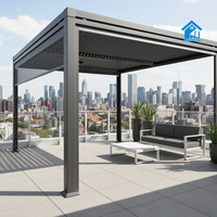 Pergola bioclimatique en aluminium Sweet Home avec LED, toit rétractable motorisé à lames orientables, auvent extérieur imperméable pour ombrage