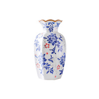 Vase en porcelaine bleu et blanc de style médiéval haut de gamme, peint à la main, style chinois vintage, vase en céramique, décoration d'intérieur