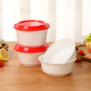 Bols en plastique ronds jetables avec couvercles, contenants alimentaires épaissis pour soupes et repas bento, usage commercial - Product Image 1