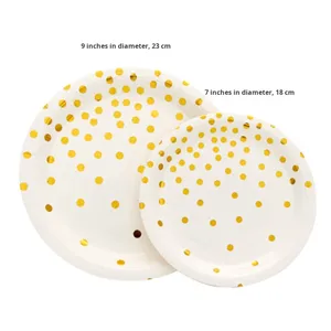Best-selling Disposable Restaurant Party Dot Tableware Set Round Paper Plate Paper Cup Knife Fork Tableware Set - Product Image 4