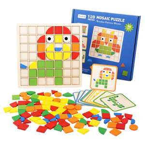 Montessori patrón de madera bloque 3D educativo DIY rompecabezas Tangram forma geométrica juego juguetes para niños de jardín de infantes - Product Image 3