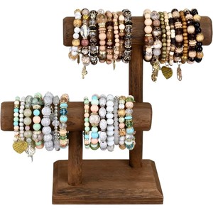 Présentoir à bijoux en bois massif, support de rangement pour bracelets, organisateur de bureau pour la maison et la vente ambulante - Product Image 5