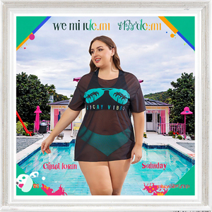 Traje de Baño Bikini de 3 Piezas para Mujer, Tallas Grandes, Sexy, Estampados Sólidos, Halter, Encaje, Manga Corta, Sujetador Push-Up con Cinturón - Product Image 2