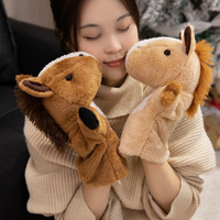 Nouveauté : Marionnette à main en peluche en forme de cheval, animal en peluche, décoration de la maison, cadeau du Nouvel An, poupée en peluche douce en forme de cheval