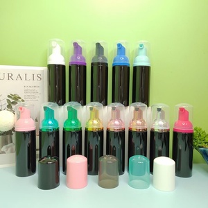 Wholesale 50ml 60ml Travel Size Black PET Plastic Facial Cleanser Mousse Foam <b>Pump</b> <b>Bottles</b> for Skin Care Packaging - Product Image 1