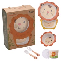 Ensemble de vaisselle pour enfants, mignon, dessin animé, animal, bébé, assiette compartimentée, bol pour aliments complémentaires, cuillère