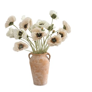 Flores Artificiales de Amapola Yasunobu, Ramas Individuales Realistas de Seda Flocada, Decoración para Bodas, 5 Piezas - Product Image 5