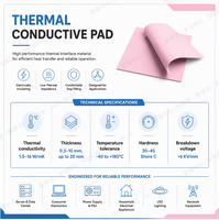 Coussin thermique en silicone à faible compression, remplisseur de vide 3-10W/mK, flexible, non conducteur pour dissipation thermique de driver LED, station de base 5G