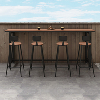Ensemble de table de bar murale d'extérieur moderne 1215 bois plastique bois long étroit anti-corrosion bois fer art
