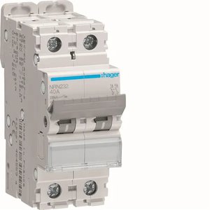 Interruttore Automatico Miniaturizzato Hager 2P 40A Curva C 20kA per Protezione Elettrica - Product Image 1