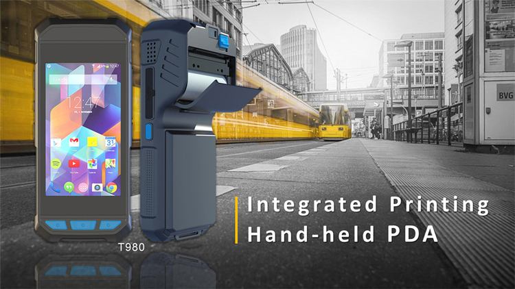 Multifuncionales integradas de impresión de NFC 2D 1D escáner de código de barras Android PDA T980