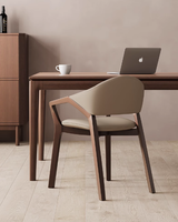 Chaise de salle à manger en bois de frêne massif de style nordique, avec accoudoirs, design simple et moderne, adaptée pour les restaurants et les hôtels
