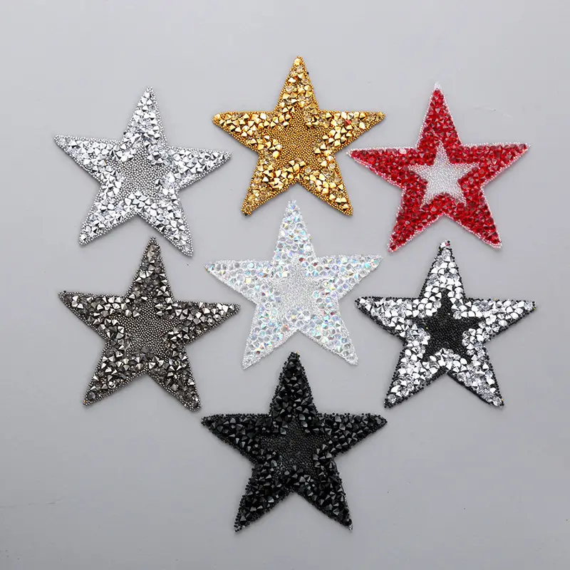 hot sale iron on star shape rhinestone patch applique for clothing