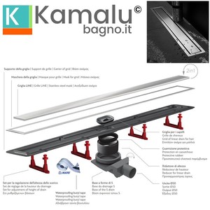 Kamalu C-450 45cm acciaio inox lineare scarico pavimento con sifone piastrelle inserto filtro per bagno pavimento - Product Image 2