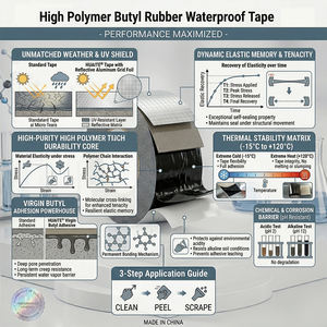 Cinta de Butilo de Aluminio Impermeable Profesional, Sellador de Goma para Reparación de Goteras en Techos, Sellado de Ventanas de Autocaravanas, Resistente a los Rayos UV, Venta al Por Mayor - Product Image 4