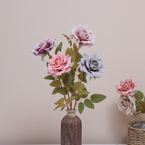 Fleur artificielle Hibiscus Rose de style européen, luxe léger, en soie, pour décoration florale douce de mariage et d'hôtel, faite à la main - Product Image 2