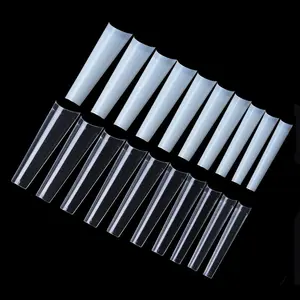 NT63 Nail Art Designs 500 Pcs False Nails Stiletto Coffin XXL Curved Clear French Acrylic Salon Nail Tips Manicure Tool