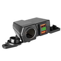 Chargeur rapide double USB QC3.0 12V 24V pour moto, adaptateur allume-cigare avec affichage de la tension, chargeur moto à fixer sur le guidon