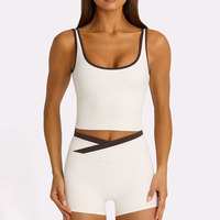 Ensemble 2 pièces de shorts de cyclisme style européen et américain, séchage rapide, respirant, taille haute, bretelles croisées, avec bordure contrastante